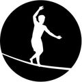 Slackline silhouette in black circle