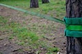Slackline, or slack for short, is balancing, walking, and jumping on a strap attached between two points, such as trees. Unlike wa