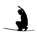 Slackline squat pose silhouette