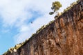 Slacklining above a big cliff Royalty Free Stock Photo