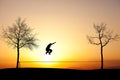 Slackliner in sunset