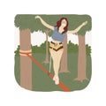 Slacklining isolated cartoon vector illustration.