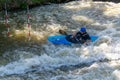 Slalom kayaker training on the Digue de la Pucelle slalom course in the city center of Metz