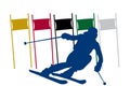 Slalom skier silhouette Royalty Free Stock Photo