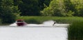 Slalom waterskier skiing slalom