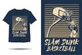 Slam dunk basketball silhouette t shirt design Royalty Free Stock Photo