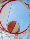 slam dunk in motion. professional player. sport success. scoring during basketball game. Royalty Free Stock Photo