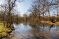 Slanaky river lake in early spring CHKO Poodri in Czech republic