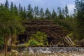 Slander - ancient wooden dam for rafting on rivers Perkalaba Sarata and White Cheremosh. Cheremoshsky nature national