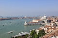 Islands in the haze. the Grand Canal and magnificent historical buildings. A panorama of Venice.