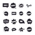 Slang bubbles different words and phrases in multicolor cartoon, love nice super flat icons set