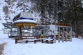 Slanic Moldova, Bacau, Romania - March 20, 2021: Ski slope Nemira closed during the COVID-19 pandemic