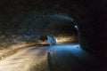 Cars driving into a tunnel from Slanic Prahova salt pan Royalty Free Stock Photo