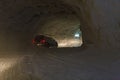 Cars driving into a tunnel from Slanic Prahova salt pan Royalty Free Stock Photo