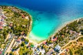 Slanice beach on Murter island aerial view Royalty Free Stock Photo