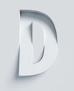 Slanted 3d font engraved and extruded from the surface, letter D