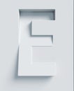 Slanted 3d font engraved and extruded from the surface, letter E