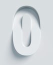 Slanted 3d font engraved and extruded from the surface, number 0