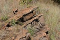 SLANTED ROCK FORMATION IN A SOUTH AFRICAN HIGHVELD LANDSCAPE