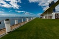 Slanted View of the Green Lawn and White Pots Aboard Celebrity Eclipse Cruise Royalty Free Stock Photo