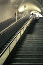 Slanted view of a stairway going upwards.