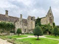 Slanting view of romantic ruins of Nymans House, National Trust property in West Sussex