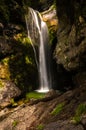 Slap Mostnice is one of the many waterfalls in Korita Mostnice near lake Bohinj, at Stara Fuzina, Triglav National Park, Slovenia. Royalty Free Stock Photo