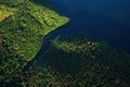 Slapy Dam on the Vltava River near Prague. Aerial shot. Royalty Free Stock Photo