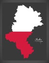 Slaskie map of Poland with Polish national flag illustration
