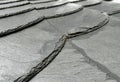 Slate-covered, wet shining roof Royalty Free Stock Photo