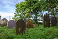 Slate gravestones in a Welsh grave yard Royalty Free Stock Photo