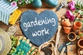 Slate heart with handwritten text - Gardening Work