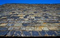 Slate moss roof tiles in Pyreenees Spain Royalty Free Stock Photo
