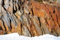 Slate stone texture and snow in Pyrenees Spain Royalty Free Stock Photo