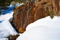 Slate stone texture and snow in Pyrenees Spain Royalty Free Stock Photo