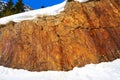 Slate stone texture and snow in Pyrenees Spain Royalty Free Stock Photo