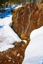 Slate stone texture and snow in Pyrenees Spain Royalty Free Stock Photo