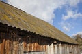 Slate tiled roof of old grunge wooden shed Royalty Free Stock Photo