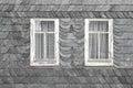 Slate tiles with two old windows Royalty Free Stock Photo