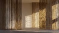 Slatted bamboo room divider casting soft shadows in a minimalist zen space Royalty Free Stock Photo