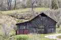 Slatted wood barn in rolling hills