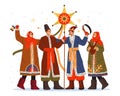 Slav people at Christmas or new year celebration Royalty Free Stock Photo