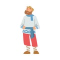 Slav or Slavonian Bearded Man Character in Ethnic Clothing Vector Illustration
