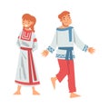 Slav or Slavonian Man and Woman Character in Ethnic Clothing Vector Illustration Royalty Free Stock Photo