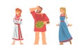 Slav or Slavonian Man and Woman Character in Ethnic Clothing Vector Set Royalty Free Stock Photo