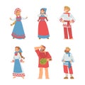 Slav or Slavonian People Character in Ethnic Clothing Vector Set