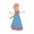 Slav or Slavonian Woman Character in Ethnic Clothing Vector Illustration