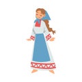 Slav or Slavonian Woman Character in Ethnic Clothing Vector Illustration