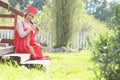 Slav woman in dress traditional Royalty Free Stock Photo