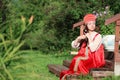 Slav woman in dress traditional Royalty Free Stock Photo